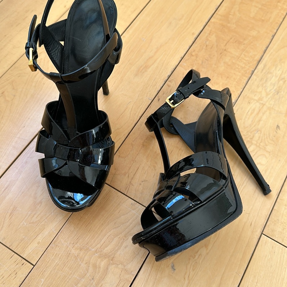 YSL tribute patent leather sandals
